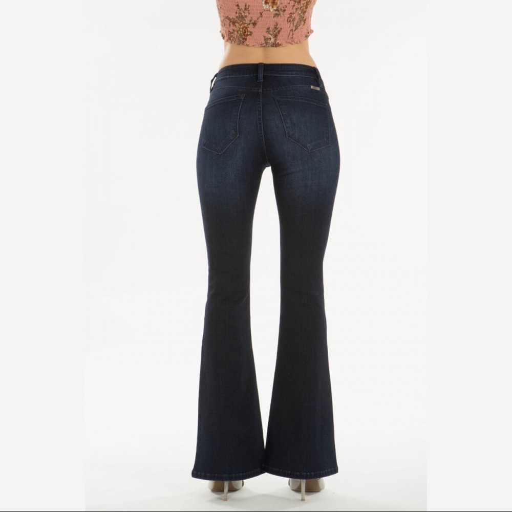 BEST SELLER! kancan petite mid rise flare jeans dark wash KC6102D-PT - Picture 3 of 6